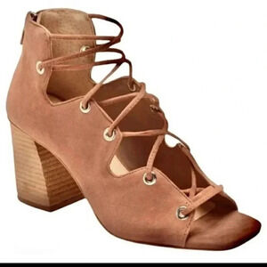 Vince Camuto Pink Suede Lace Up Booties